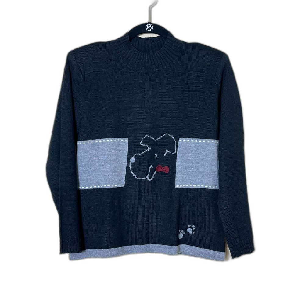 Wool Blend Y2K Dog Paw Sweater Small Retro Cute Twee Kidcore Black Puppy